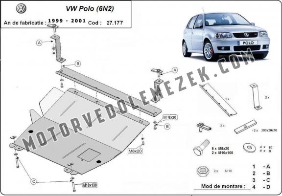 Acél motor, kapcsolószekrény védőlemez VW Polo 6n2