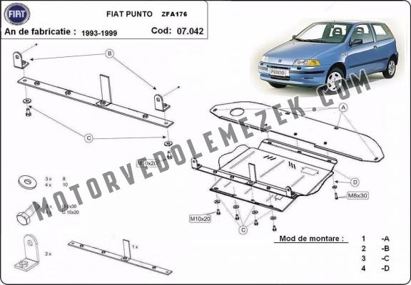 Acél motor, sebbeségváltó, hütő, első lökhárító védőlemez Fiat Punto