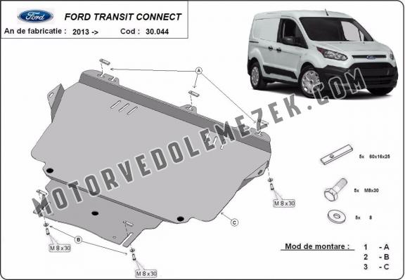 Acél motor, kapcsolószekrény, hütő védőlemez Ford Transit Connect