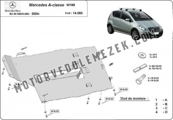 Acél motor, kapcsolószekrény védőlemez Mercedes A-Class W169