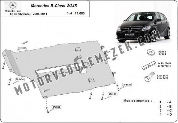 Acél motor, kapcsolószekrény védőlemez Mercedes B-Class W245