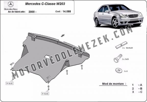 Acél motor, hűtő védőlemez Mercedes C-Class W203