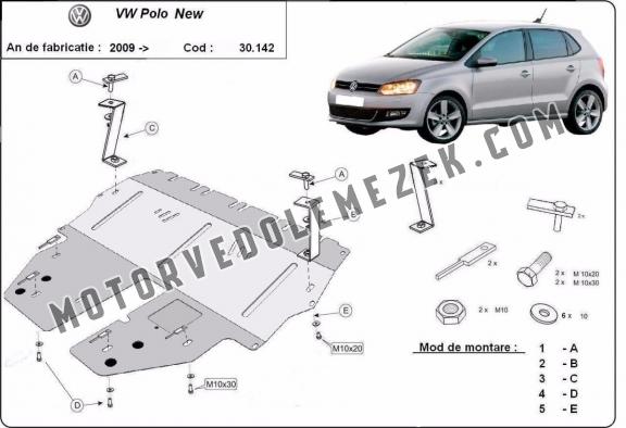 Acél motor, sebbeségváltó, hütő, első lökhárító védőlemez VW Polo