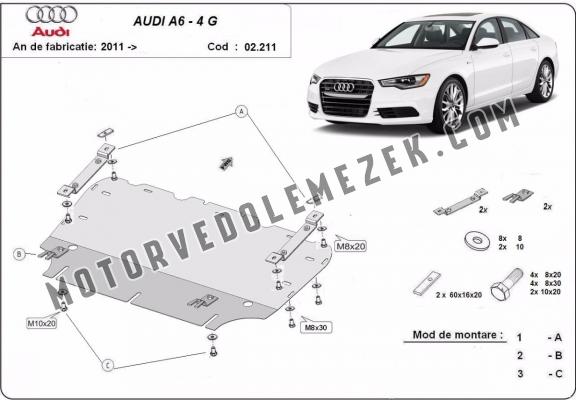 Acél motor, hütő védőlemez Audi A6