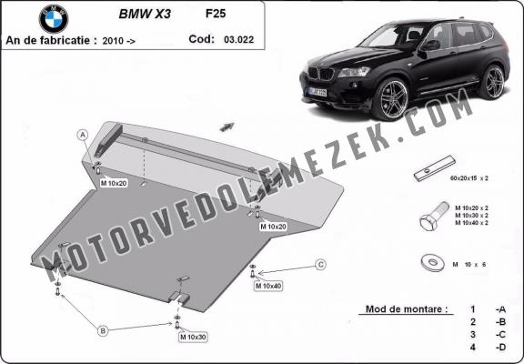 Acél motor, hütő védőlemez BMW X3 - F25