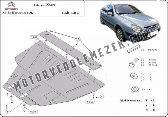 Acél motor, kapcsolószekrény védőlemez Citroen Xsara