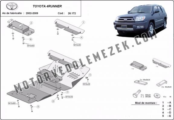 Acél motor, hütő védőlemez Toyota 4Runner