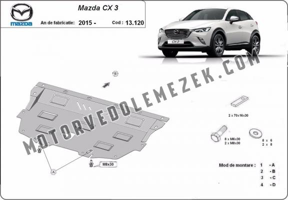 Acél motor, kapcsolószekrény védőlemez Mazda CX3