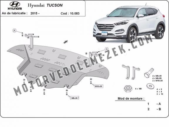 Acél motor, sebbeségváltó, hütő, első lökhárító védőlemez Hyundai Tucson