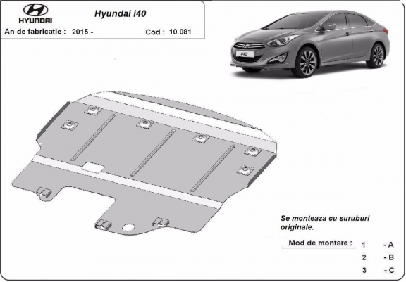 Acél motor, kapcsolószekrény védőlemez Hyundai i40