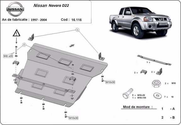Acél motor, hűtő védőlemez Nissan Navara D22