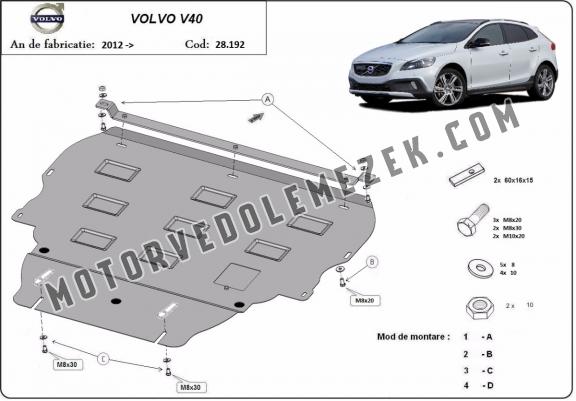 Acél motor, kapcsolószekrény, hütő védőlemez Volvo V40