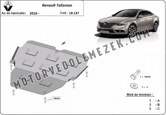 Acél motor, kapcsolószekrény védőlemez  Renault Talisman