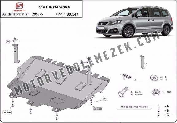 Acél motor, sebbeségváltó, hütő, első lökhárító védőlemez Seat Alhambra