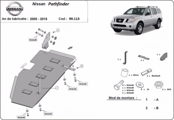 Acél üzemanzagtartály védőlemez Nissan Pathfinder R51