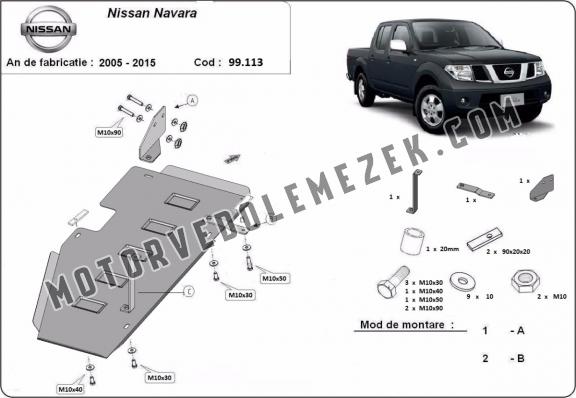 Acél üzemanzagtartály védőlemez Nissan Navara D40