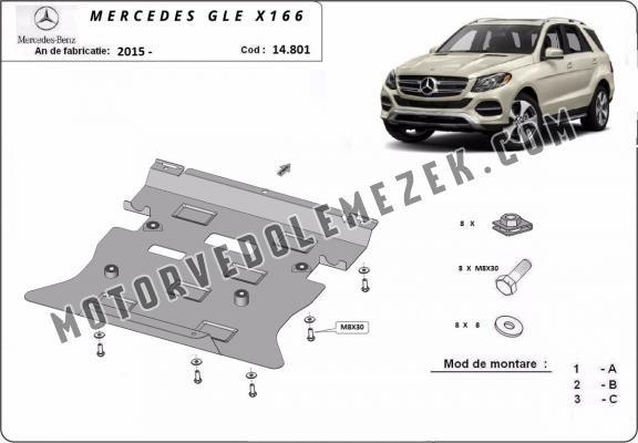 Acél motor, kapcsolószekrény védőlemez Mercedes GL X166