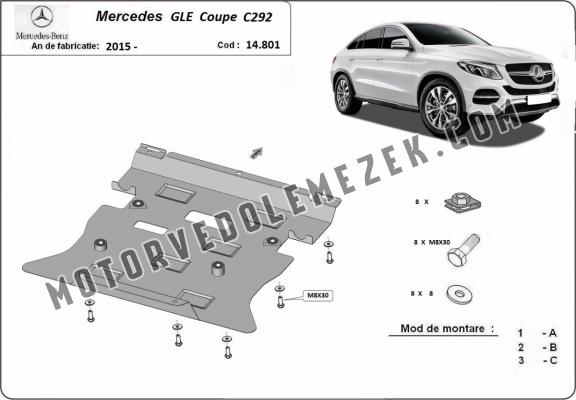 Acél motor, kapcsolószekrény védőlemez Mercedes GLE Coupe C292