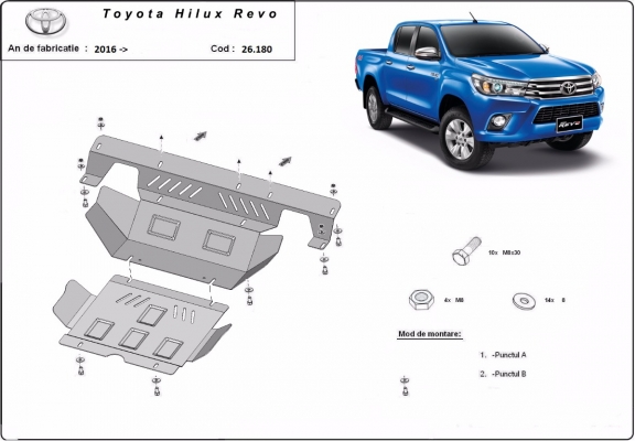 Acél motor, hűtő védőlemez Toyota Hilux Revo