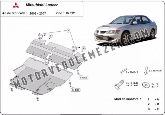 Acél motor, sebbeségváltó, hütő, első lökhárító védőlemez Mitsubishi Lancer