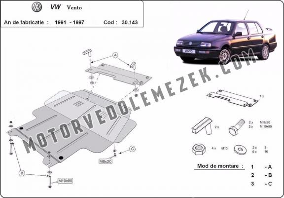 Acél motor, kapcsolószekrény, hütő védőlemez Volkswagen Vento