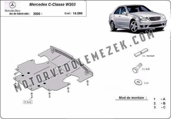 Acél motor, hütő védőlemez Mercedes C-Classe W203