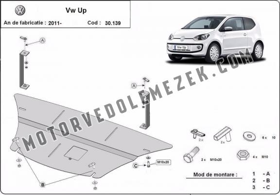 Acél motor, kapcsolószekrény védőlemez VW Up