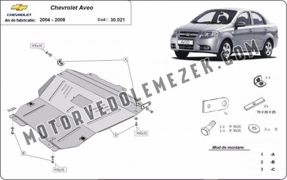 Acél motor, sebbeségváltó, hütő, első lökhárító védőlemez Chevrolet Aveo