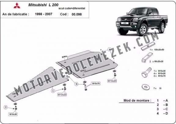 Acél kapcsolószekrény, differenciálmű védőlemez Mitsubishi L 200 