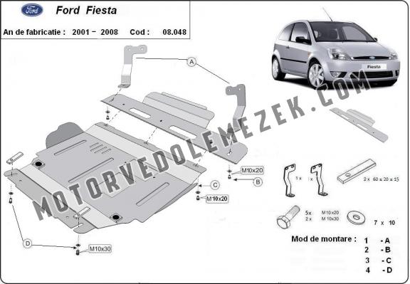 Acél motor, sebbeségváltó, hütő, első lökhárító védőlemez Ford Fiesta