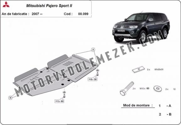 Acél osztómű védőlemez Mitsubishi Pajero Sport 2