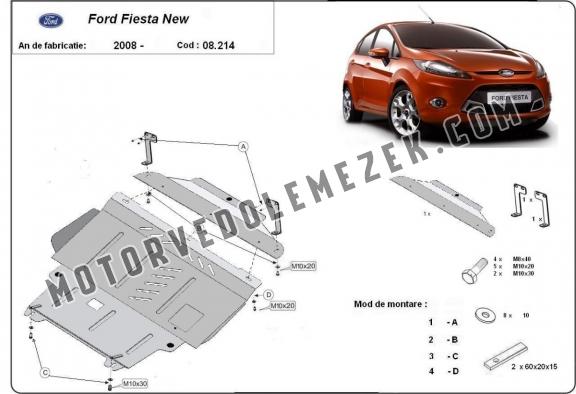 Acél motor, sebbeségváltó, hütő, első lökhárító védőlemez Ford Fiesta