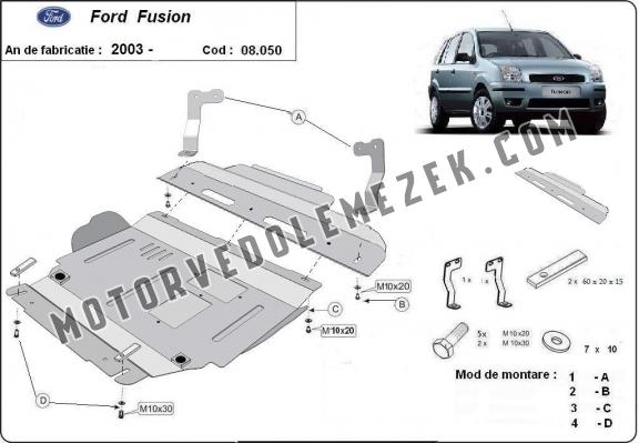 Acél motor, sebbeségváltó, hütő, első lökhárító védőlemez Ford Fusion