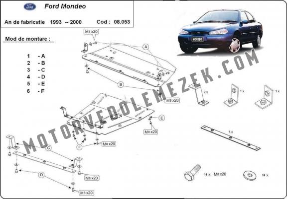 Acél motor, sebbeségváltó, hütő, első lökhárító védőlemez Ford Mondeo 1,2