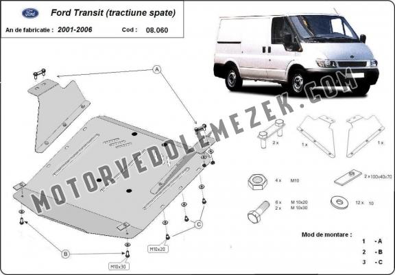 Acél motor, kapcsolószekrény védőlemez Ford Transit - RWD
