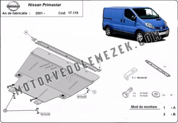 Acél motor, kapcsolószekrény, hütő védőlemez Nissan Primastar