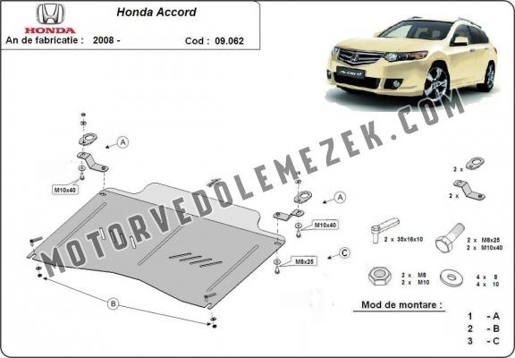 Acél motor, kapcsolószekrény, hütő védőlemez Honda Accord
