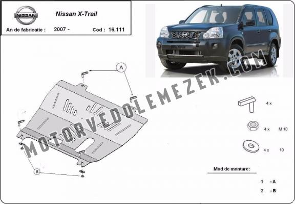 Acél motor, kapcsolószekrény védőlemez Nissan X-Trail T31