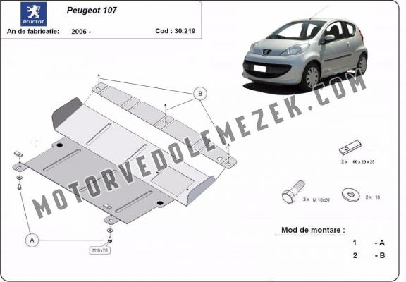 Steel skid plate for Peugeot 107