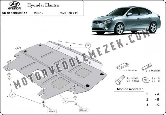 Acél motor, kapcsolószekrény, hütő védőlemez Hyundai Elantra 1
