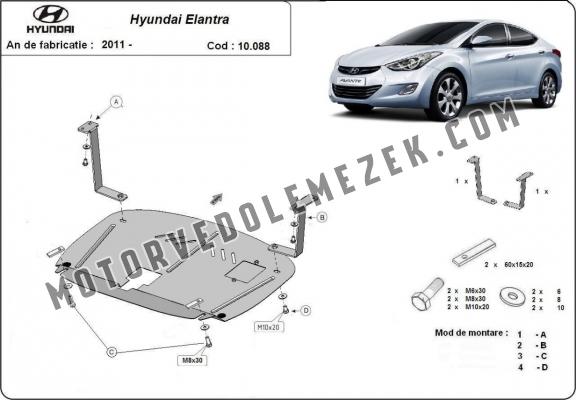 Acél motor, kapcsolószekrény védőlemez Hyundai Elantra 2