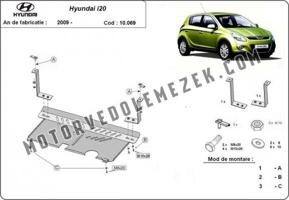 Acél motor, kapcsolószekrény, hütő védőlemez Hyundai i 20