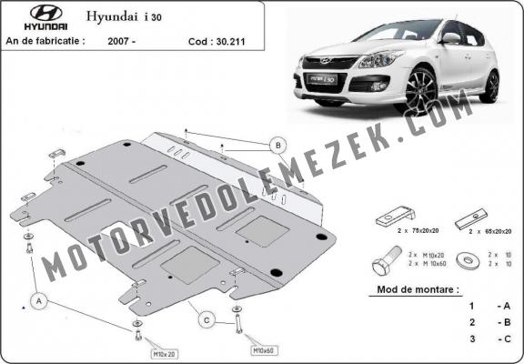 Acél motor, kapcsolószekrény, hütő védőlemez Hyundai i30
