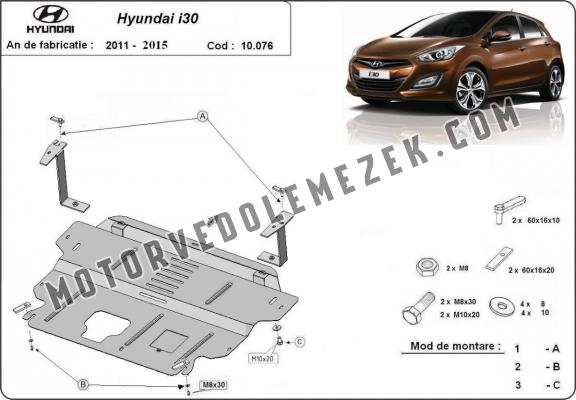 Acél motor, kapcsolószekrény védőlemez Hyundai i30