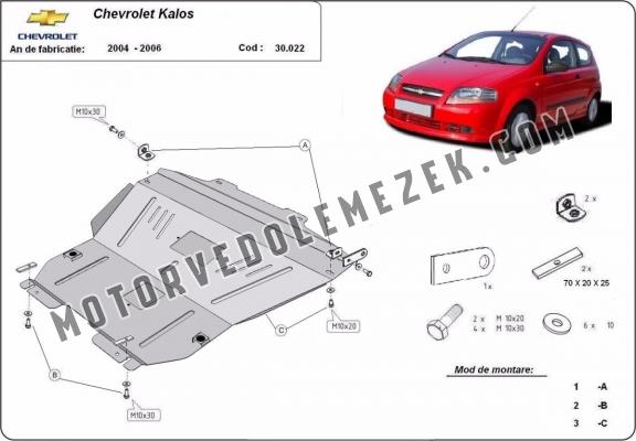 Acél motor, sebbeségváltó, hütő, első lökhárító védőlemez Chevrolet Kalos