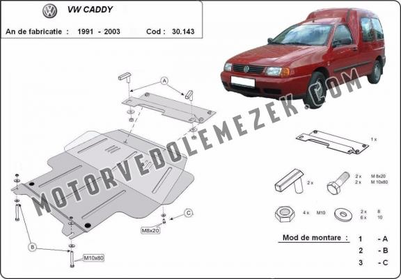 Acél motor, sebbeségváltó, hütő, első lökhárító védőlemez Volkswagen Caddy