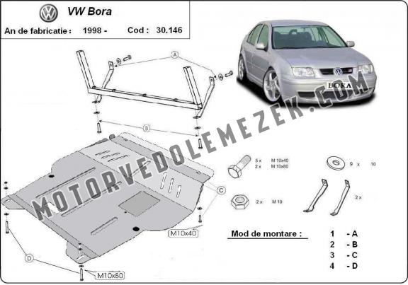 Acél motor, sebbeségváltó, hütő, első lökhárító védőlemez VW Bora