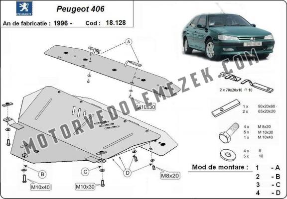 Acél motor, sebbeségváltó, hütő, első lökhárító védőlemez Peugeot 406