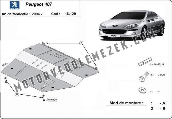 Acél motor, kapcsolószekrény, hütő védőlemez Peugeot 407