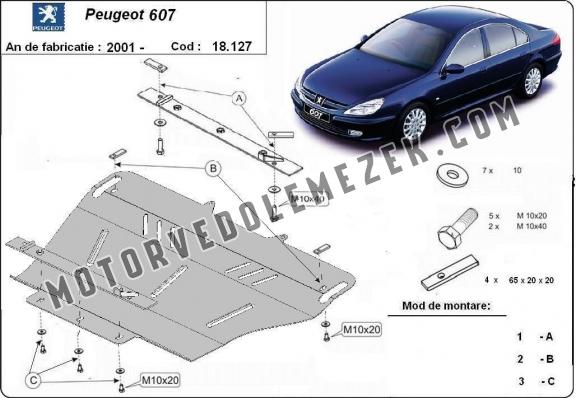 Steel skid plate for Peugeot 607